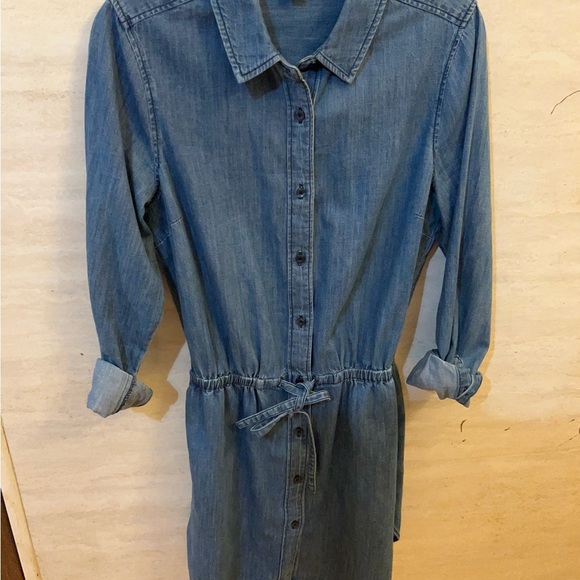 Cremieux Womens Ann Denim Dress Blue Waist Tie - Picture 5 of 8